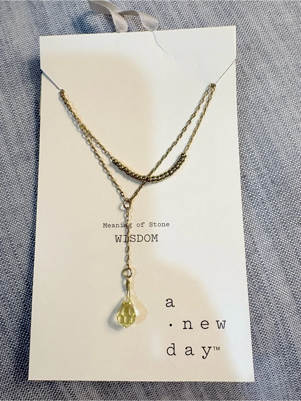 Gold-Tone Lariat Necklace Wisdom Stone